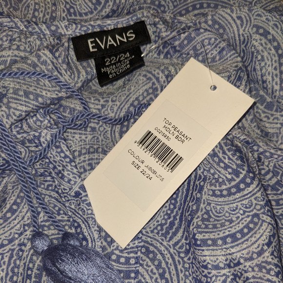 Plus Size 22/24 Medallion Border Peasant Top - lavender - Picture 3 of 5